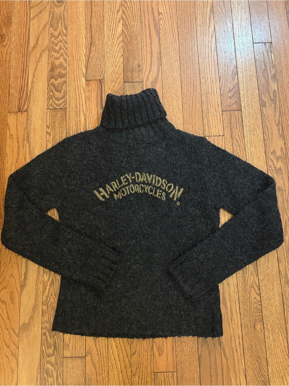 Harley-Davidson Black Wool Blend Turtleneck with Gold Logo